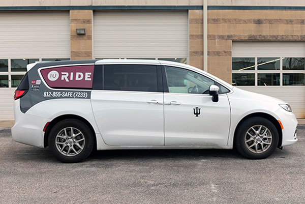 Image showing an IU Ride van with branding as of December 2023